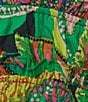 GB Tie Front Coordinating Tropical Print Front Tie Crop Top, Color:Green/Black - Image 4