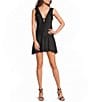 GB Tie Front V-Neck Lace Trim Mini Dress - Image 1