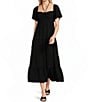 GB Tie Neck Short Sleeve Tiered Maxi Dress - Image 1