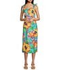 Color:Aqua Multi - Image 1 - Tie Shoulder Floral Midi Dress