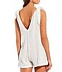 Color:White - Image 2 - Tie Shoulder Romper Swimsuit Cover-Up