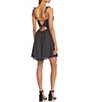 Color:Black - Image 2 - Tie Strap Open Back Ruched Mini Dress