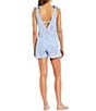Color:White - Image 2 - Toile Tale Tie Shoulder Romper Swimsuit Cover-Up