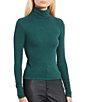Color:Forest - Image 1 - Turtle Neck Long Sleeve Fitted Top