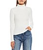 Color:Ivory - Image 1 - Turtle Neck Long Sleeve Fitted Top