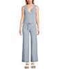 GB V-Neck Hook Front Coordinating Knit Sweater Vest, Color:Dusty Blue - Image 3