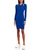 Color:Cobalt - Image 1 - Varsity Knit Polo Sweater Dress