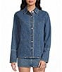 GB Western Denim Button Up Shirt, Color:Dark Blue - Image 1