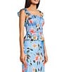 GB Woven Blue Floral Print Coordinating Satin Tank - Image 3
