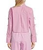 GB Woven Long Sleeve Bow Button-Front Top, Color:Pink Multi - Image 2