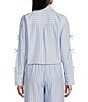 GB Woven Long Sleeve Bow Button-Front Top, Color:Blue Multi - Image 2