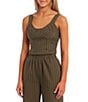Color:Olive Ivory - Image 1 - Coordinating Woven Pinstripe Tank Top