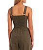 Color:Olive Ivory - Image 2 - Coordinating Woven Pinstripe Tank Top