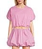 GB Woven Stripe Poplin Puff Coordinating Blouse, Color:Pink Multi - Image 1