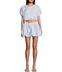 GB Woven Stripe Poplin Puff Coordinating Blouse - Image 3