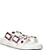 Color:New York White - Image 2 - x DANNIJO Girls' Kaia Rainbow Jewel Embellished Banded Sandals (Youth)