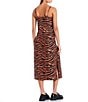 Color:Rust Black - Image 2 - Zebra Printed Satin Midi Dress