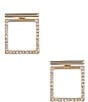Color:Gold/Crystal - Image 1 - Bar Pave Stone Square Front Back Earrings