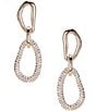 Color:Gold/Crystal - Image 1 - Crystal Pave Large Wavy Link Mismatched Drop Earrings