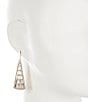 Color:Gold/Crystal - Image 2 - Crystal Stone Pave Edge Triangle Drop Earrings