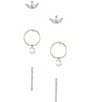Color:Gold - Image 1 - Crystal Cubic Zirconia Gold Tone Stud Earring Set