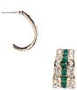 Gemma Layne Emerald Square Stone Crystal Pave Edge Hoop Earrings, Color:Gold/Emerald - Image 1