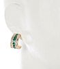 Gemma Layne Emerald Square Stone Crystal Pave Edge Hoop Earrings, Color:Gold/Emerald - Image 2