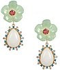 Gemma Layne Flower Post Rhinestone Drop Earrings - Image 1