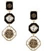 Gemma Layne Geo Inset Stone Drop Statement Earrings - Image 1
