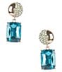 Gemma Layne Half Pave Metal Stud Aqua Stone Drop Earrings, Color:Gold/Aqua - Image 1