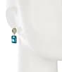 Gemma Layne Half Pave Metal Stud Aqua Stone Drop Earrings, Color:Gold/Aqua - Image 2