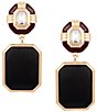 Gemma Layne Inset Stone Post Square Drop Earring - Image 1