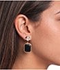 Gemma Layne Inset Stone Post Square Drop Earring - Image 2