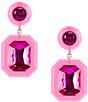 Color:Pink - Image 1 - Iridescent Stone Inset Drop Earrings