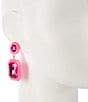Color:Pink - Image 2 - Iridescent Stone Inset Drop Earrings