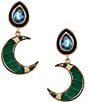 Gemma Layne Moon Drop Inset Stone Drop Earrings - Image 1