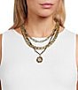 Gemma Layne Multi Layer Chain Short Multi-Strand Geo Pendant Necklace - Image 2