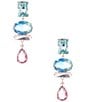 Gemma Layne Multi Stone Geometric Linear Earrings, Color:Gold/Multi - Image 1