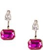Color:Pink - Image 1 - Stone Front Back Earrings