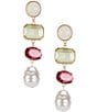 Color:Multi - Image 1 - Stone and Pearl Drop Statement Earrings