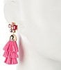 Color:Pink - Image 2 - Stone Cluster with Tassel Statement Drop Earrings