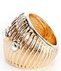 Gemma Layne Textured Dome Statement Ring with Stones, Color:Gold - Image 2