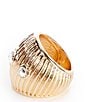 Gemma Layne Textured Dome Statement Ring with Stones, Color:Gold - Image 2