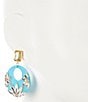 Color:Gold/Blue - Image 2 - Three Round Flower Stone Drop Earrings