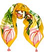 Gemma Layne Tropical Vacation Multi Print Silk Square Scarf with Tassels,Specials : American Fashion Style Bags On Sale