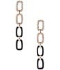 Gemma Layne Two Tone Pave Link Linear Earrings, Color:Crystal/Black - Image 1