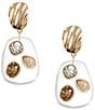Gemma Layne Wavy Metal Stud Stone Clear Bead Drop Statement Earrings - Image 1