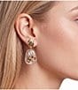 Gemma Layne Wavy Metal Stud Stone Clear Bead Drop Statement Earrings - Image 2