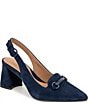 Gentle Souls Dionne Slingback Suede Bit Buckle Block Heel Pumps - Image 1