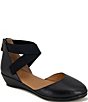 Gentle Souls Noa Leather Elastic Cross Strap Wedge Pumps - Image 1